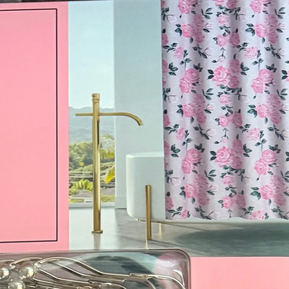 Juicy Couture Pink Shower Curtain with Hooks